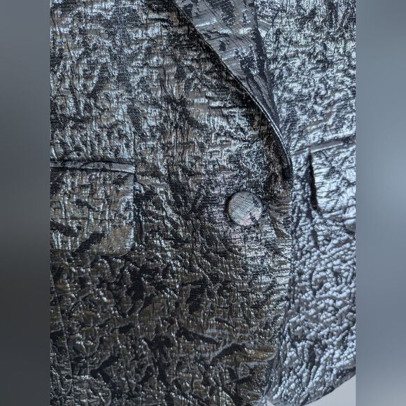 Zadig & Voltaire Vistar Jac Metallic Suit – Silver Foil Blazer + Pants Sz 34/2US - Picture 5 of 16